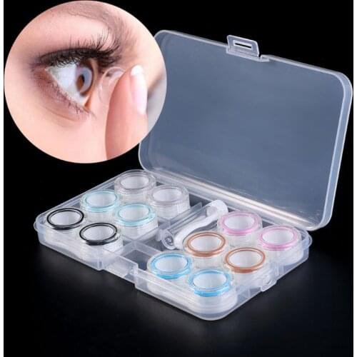1 Set Contact Lens Case Box 6 Boxes Simple Transparent Leakproof Portable Storage Eye Care Kit Organizer Container Oct. 4