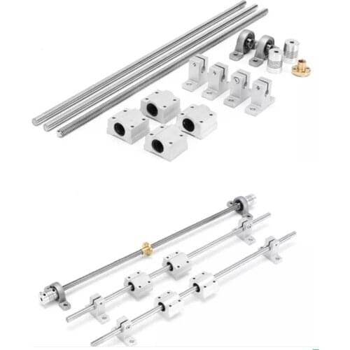 1SET 3D Printer Guide Rail Sets T8 Lead Screw Length 500mm + Linear Shaft 8*500mm+KP08 SK8 SC8UU+ Nut Housing +Coupling