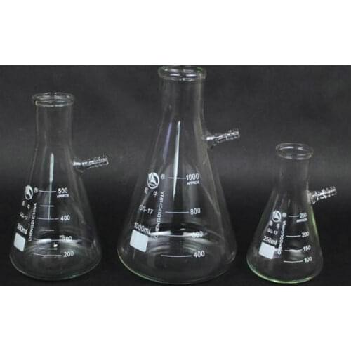 100ml 250ml 500ml 1000ml Big Mouth Glass Accessory Filter Flask with Side Arm Suction Flask with Upper Mouth Filtration Bottle