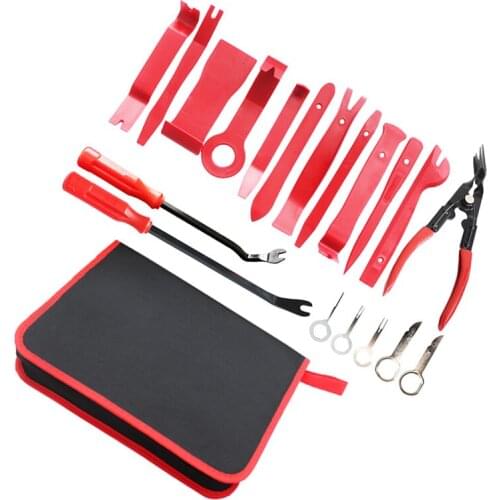 19pcs/set Car Upholstery Tool Strong Trim Tool Clip Remover car Door Molding Dash Panel Rivet Buckle Pliers Fastener Repair Kit