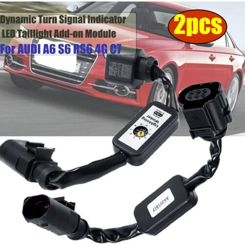 2pcs Dynamic Turn Signal Indicator LED Taillight Add-on Module Cable Wire Harness Left&Right Tail Light For AUDI A6 S6 RS6 4G C7