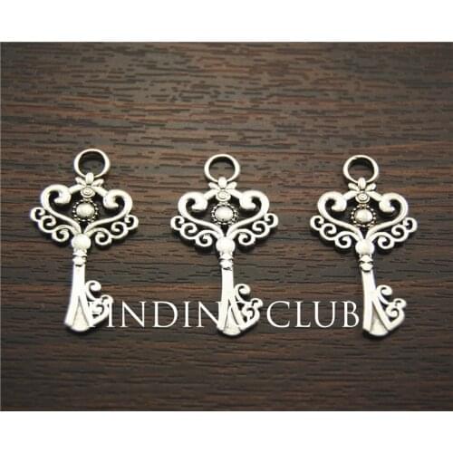 20 pcs 18x33mm Key Charms Silver Color Plated Alloy Pendant Jewelry Keys Charms A1193