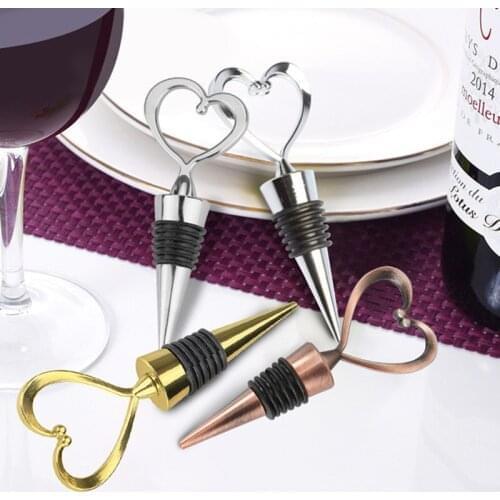 300pcs Elegant Heart Shaped Red Wine Champagne Wine Bottle Stopper Valentines Wedding Gifts NO214
