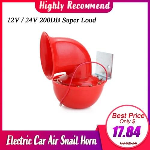 Auto Super Loud 200DB 24V 12V Red Electric Bull Horn Air Horn Hoen Raging Sound For Car Motorcycle Truck Boat Automatic Parts