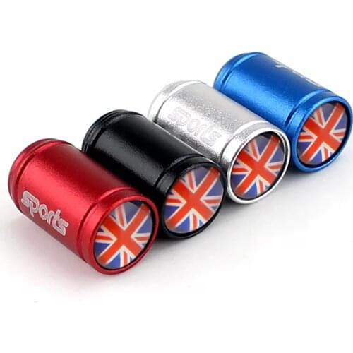 Car Wheel Valve Stem Cover Tire Caps For British Flag Logo For Alfa Romeo Fiat 500 Punto Opel VW Mini Cooper Toyota Audi BMW