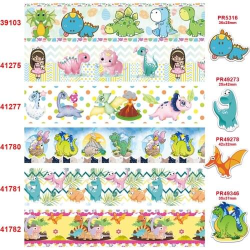Free shipping dinosaur printed grosgrain ribbon 39103
