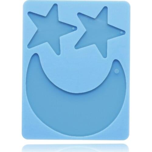 Keychain Epoxy Resin Mold Shiny Star Moon Shape Keyring Pendant Silicone Mould Material Crystal Mold Soap Making
