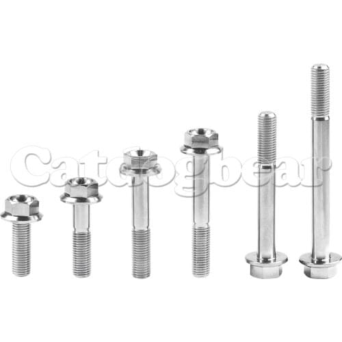 Catdogbear M10 x 1.25mm Titanium Ti Hex Head Flange Bolt 25 30 35 40 50 55 70 80 100mm