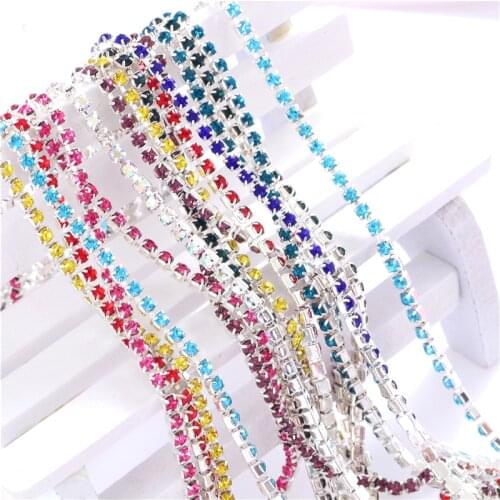 1 Yard Clothes Rhinestone Chain Silver Claw Sewing On Crystal Glass Cup Chain Rhinestone Trim DIY Garment Bags decorations