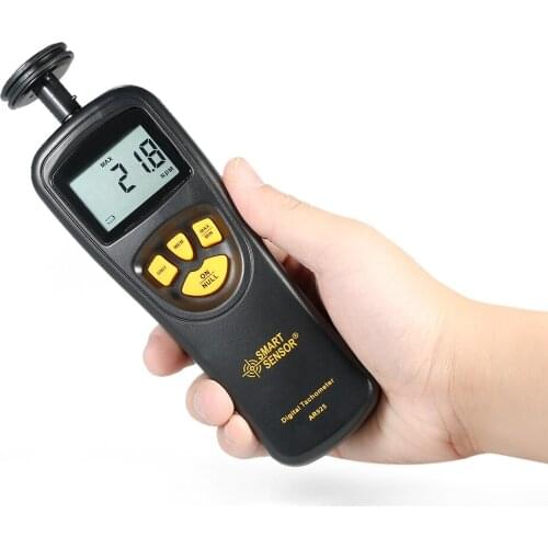 SMART SENSOR Digital tachometer Contact speed measuring instrument speed meter Tach Meter Wide Measuring Rang 0.5 ~ 19999 RPM
