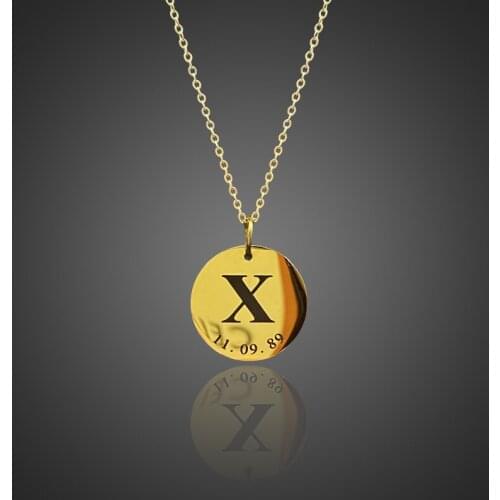 Design Custom Name Necklace For Women Gold Round Letter Initials Necklaces Stainless Steel Jewelry DIY Personalized Gift