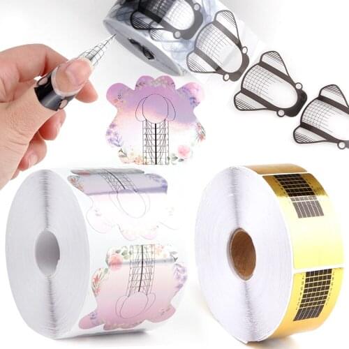 500Pcs Nail Forms UV Gel Extension Tips Polish Stencil Acrylic Nail Builder Stickers Guide French Manicure Nail Accesoires Tools