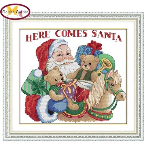 GG Christmas Gift Cross Stitch Embroidery Needleworks Set Joy Sunday 11ct Cotton Canvas Cross Stitch Stamped Kits for Home Decor