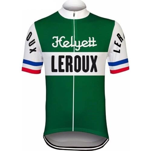 HELYETT LEROUX TEAM RETRO CLASSIC ONLY SHORT SLEEVE CYCLING JERSEY SUMMER CYCLING WEAR ROPA CICLISMO WITH POWER BAND