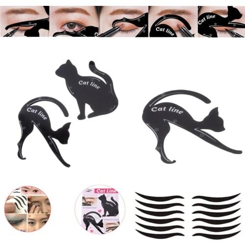 Makeup Tools New Eyebrow Stencils Cat Eyeliner Model Stencil Kit Guide Template Maquiagem Double Wing Eye Shadow Frame Card