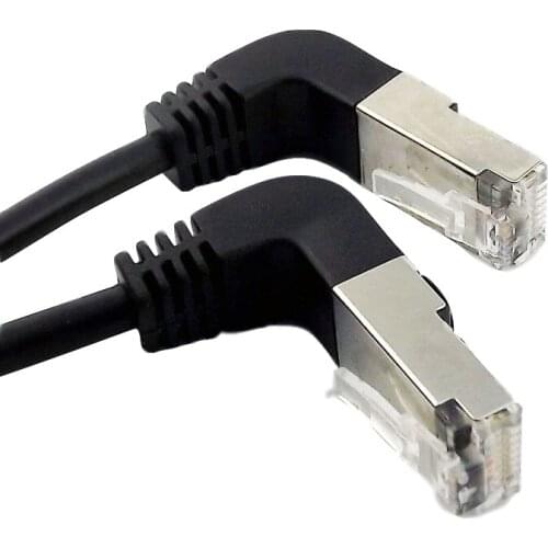 10x Ethernet LAN Network RJ45 Extension Adapter Cable RJ45 Male to Male Plug 90 Degree Down Angled Connector Cable 50cm