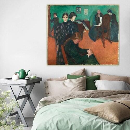 Death in the Sickroom,1893, by Edvard Munch Canvas Oil Painting Artwork Aesthetic Picture Wall Backdrop Decor Home Decoration
