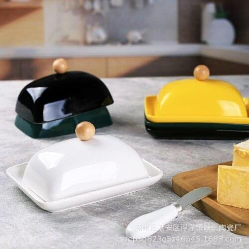Ceramic butter dish with cover rectangular butter dish with knife western food cheese butter box butter storage butter dish