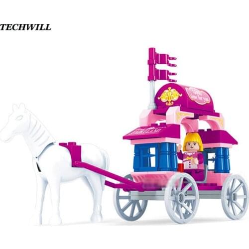 Princess Carriage Building Blocks DIY Educational Toys For Children Pretend Play Baby Toys Small Particles Blocks Girls Gift