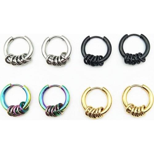 Korean mens round titanium steel earrings mens jewelry accessories hipster rock style punk circle earrings men