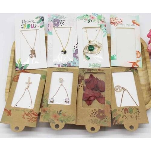 30/50PC PVC Window Christmas Candy Brown Gift Packaging Box DIY marbling flower pattern jewelry necklace earring Packing box