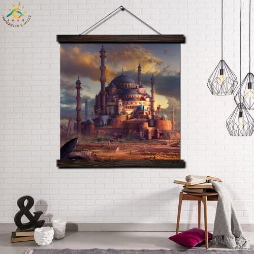 Beautiful Castle Framed Scroll Painting Modern Canvas Art Prints Poster Wall Painting Artwork Wall Art Pictures Home Decor