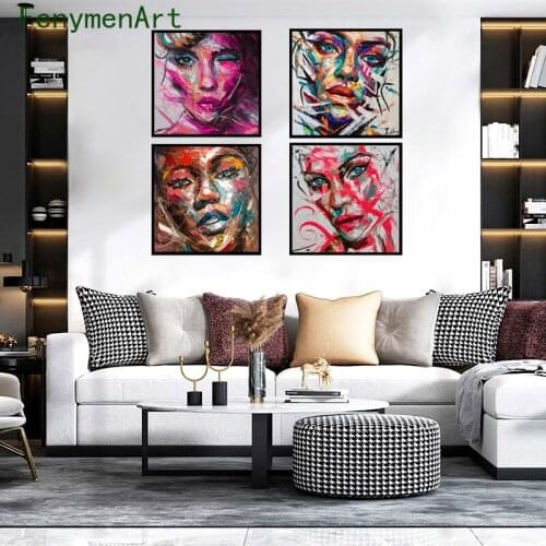 Colorful Woman Figure Canvas Painting Abstract Printing Poster and Pictures Wall Art Bedroom Living Room Home Decor