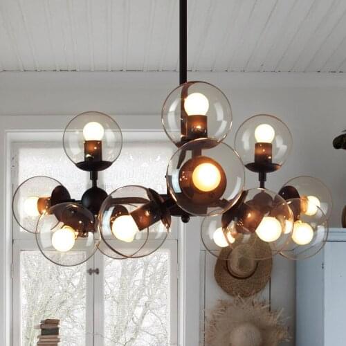 Creative personality industrial wind wrought iron lighting villa new magic bean glass Nordic art Pendant Lights WF5081511