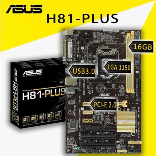 LGA 1150 Asus H81-PLUS Gaming Motherboard Core i7/i5/i3 DDR3 16GB PCI-E 2.0 VGA USB3.0 Desktop Intel H81 Placa-mãe 1150 New