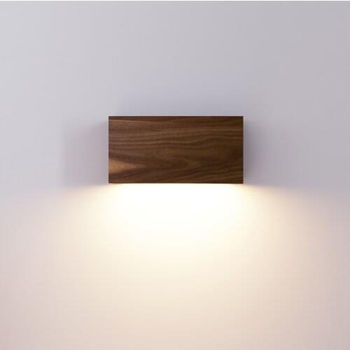 Minimalist Ins Solid Wood Wall Lamp Rectangular Walnut Bedroom Wall Sconces Bedside Background Study Living Room Porch Aisle Bar