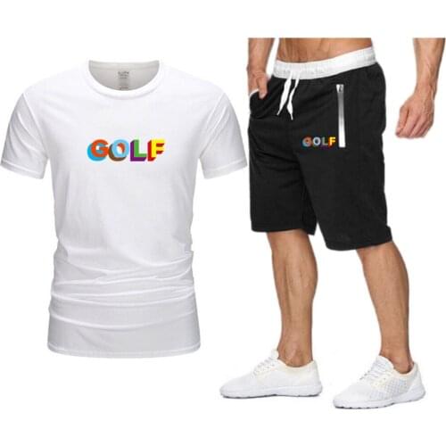 Fashion Brand Golf Oversized T-shirt 2021 Streetwear Men Hip-Hop Brand Beach Shorts Sets Summer Tracksuit Mens Clothing