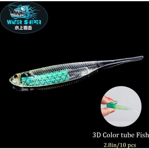 Water Sniper Fishing Lure Silicone Bait 2.8in 2.2g Soft Needle Tail Fish Bait Luminous Artificial Worm Wobblers For Fishing
