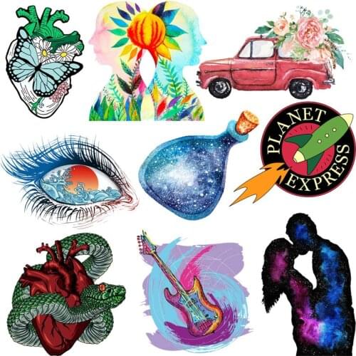 Heart Patches Iron On Patches For Clothing Cartoon Patch Heat Transfer Patch Colorful Thermal Sticker Iron On Transfer Appliques