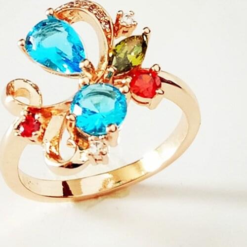 New Fashion Rings for Women Bohemia Style Women Jewelry Flower Design Multi Color Stone Wedding Rings