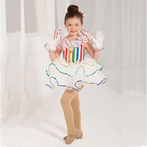 Original Ballet Dance Dresses For Girl White Color Tutu Gauze Professional Suits Beauty Feminine Children Fluffy Costumes B175