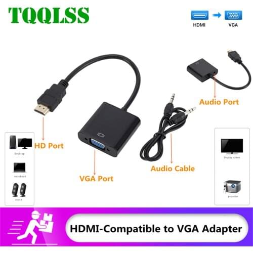 TQQLSS HDMI to VGA Adapter Cable Male To Female HDMI TO VGA Converter With Audio 1080P Digital to Analog Video Audio For Tablet