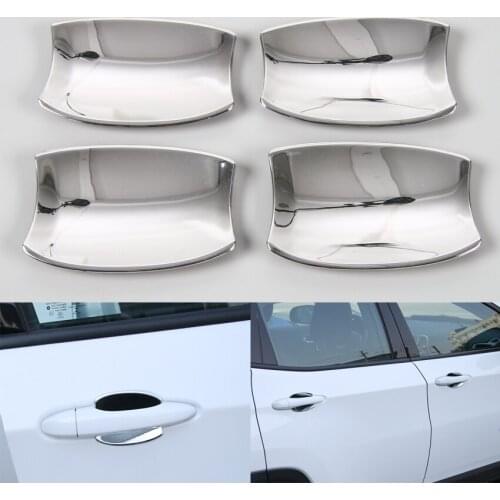 Fit For 2017 Compass Car Exterior Door Handle Bowl Cover Trim Chromium Styling Sequins Bright Silver Auto Accessories 4Pcs/set
