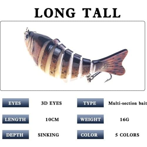 1pcs/5pcs 5 Color Economical Fishing Lures Upscale 7-Section 10cm/16g with Box Artificial Bait Set Colorful Accessorie Tackle