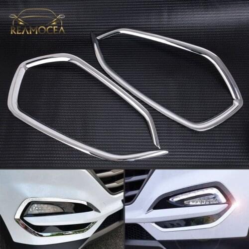 Reamocea 2Pcs For Hyundai Tucson 2015 2016 2017 ABS Chrome Front Fog light Lamp Cover Trim Foglight Lamp Shade Frame Bezel
