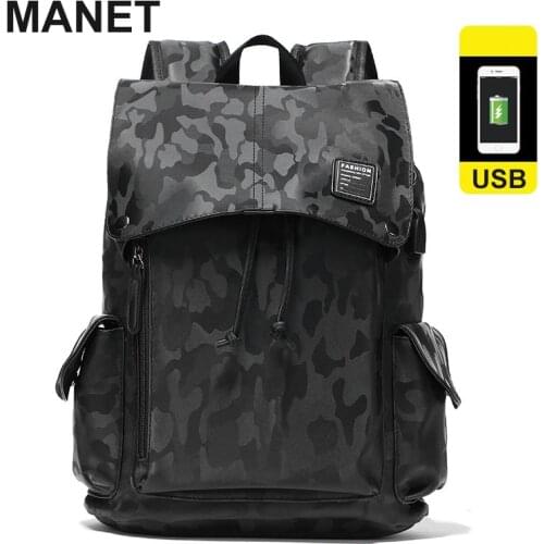 MANET Luxury Leather Backpack Men Shark Designer Shoulder Bag for Male Black Plaid School Backpacks Large Mens Laptop Bags
