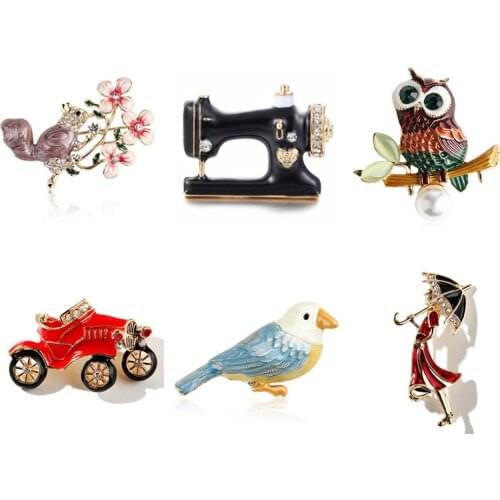 Crafty Pins Collection Sewing Machine Sewing Kit Tape Measure Brooches For Crafter Seamstress Badges Crafting Gift