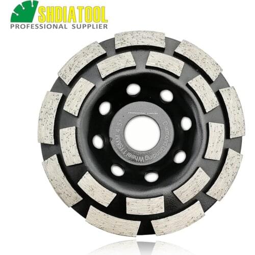 SHDIATOOL Dia 4.5"/115mm Diamond Double Row Grinding Cup Wheel For Concrete Granite And Hard Material Grinding Disc Bore 22.23mm