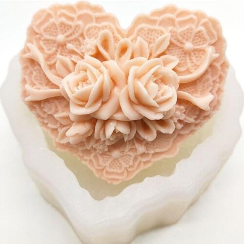 Love shape Flower Soap Silicone Mold DIY soap Mold Candle Mold Silicone Mold DIY Handmade Soap Silicone Mold 3D