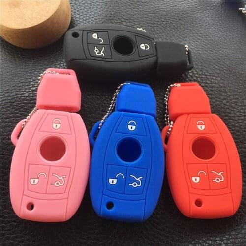 Silicone rubber car key cover case for benz w203 w210 w211 amg w204 3 button smart key