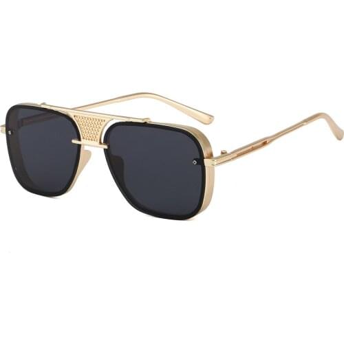 New Classic Gold Openwork Square Metal Sunglasses Men 2020 Vintage Pilot Punk Sun Glasses Women Oculos Lentes Gafas De Sol UV400