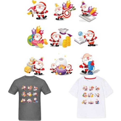 Christmas Patch Fusible Iron-on Transfers for Clothing Thermoadhesive Patches on Clothes Diy Textile Sticker Santa Cruz Applique