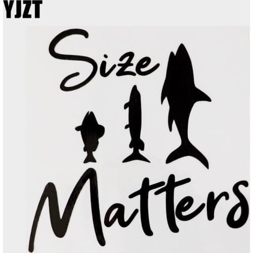 YJZT 13CM×13.2CM Fun Animal Fish Size Matters Vinyl Decal Car Sticker Black/Silver 13F-0126