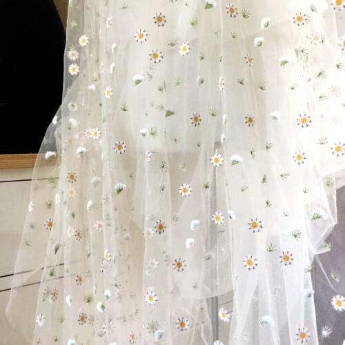 LASUI NEW 3 METERS handmade DIY skirt ,childrens wear,dress accessories woolen 3D Daisy flower mesh embroidery lace fabric