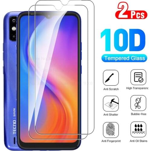 2Pcs Full Cover Protective Glass For Tecno Spark 6 Go Phone Glass Screen Protector Film For Tecno Spark6 6Go 6.52" sklo glasses