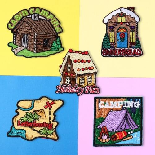 1 Pcs For Clothes Patches Field house, map, Field tent Embroidery Patch DIY Patches For Clothing Applique Embroidery Patches